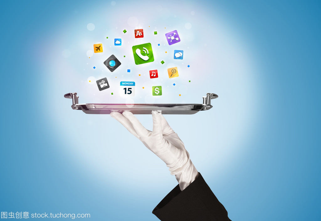 服務(wù)員手拿托盤圖標(biāo) 為新媒體服務(wù)注入專業(yè)與親和力